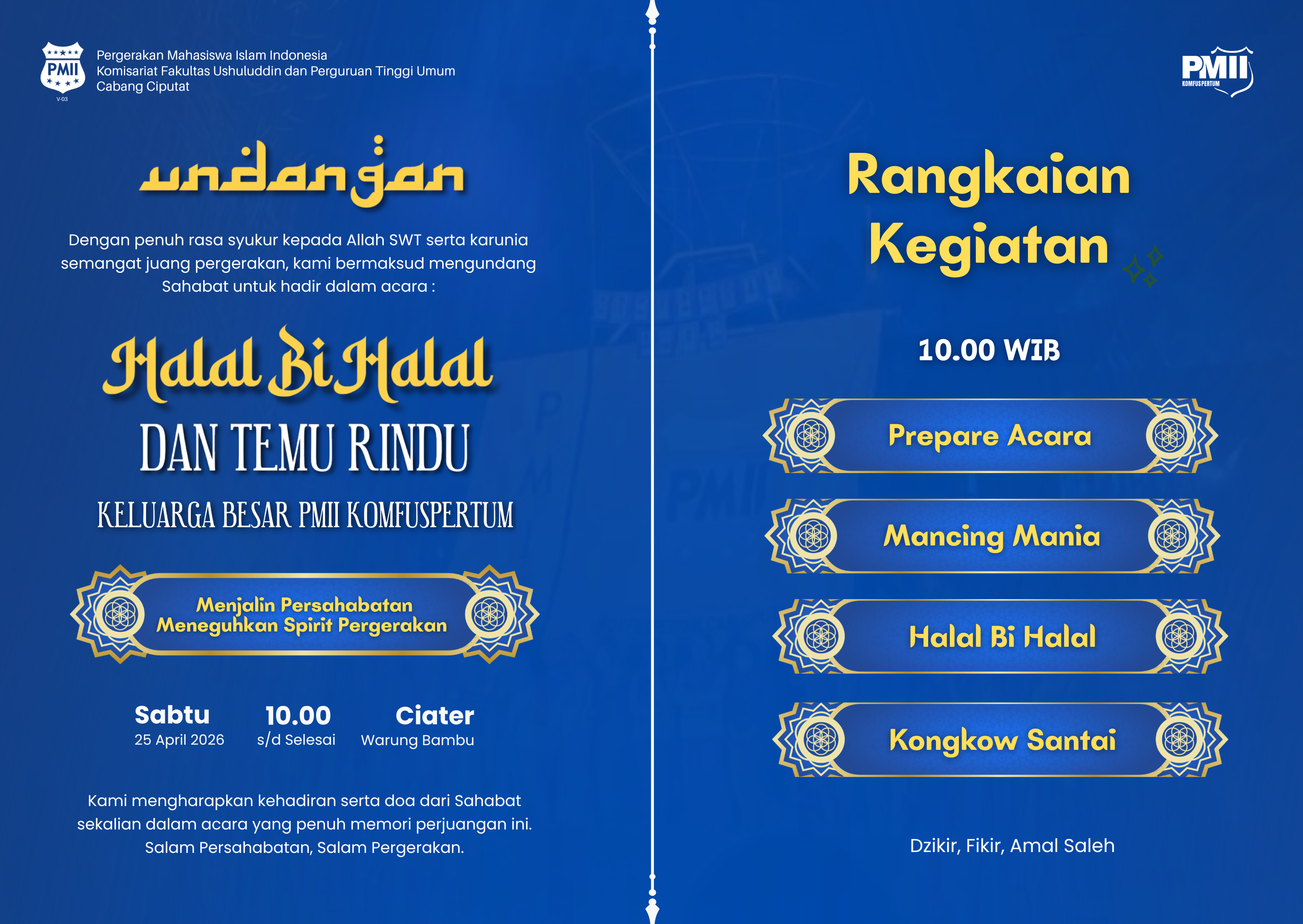 Meneguhkan Spirit Pergerakan : PMII KOMFUSPERTUM Agendakan Halal Bi Halal dan Temu Rindu